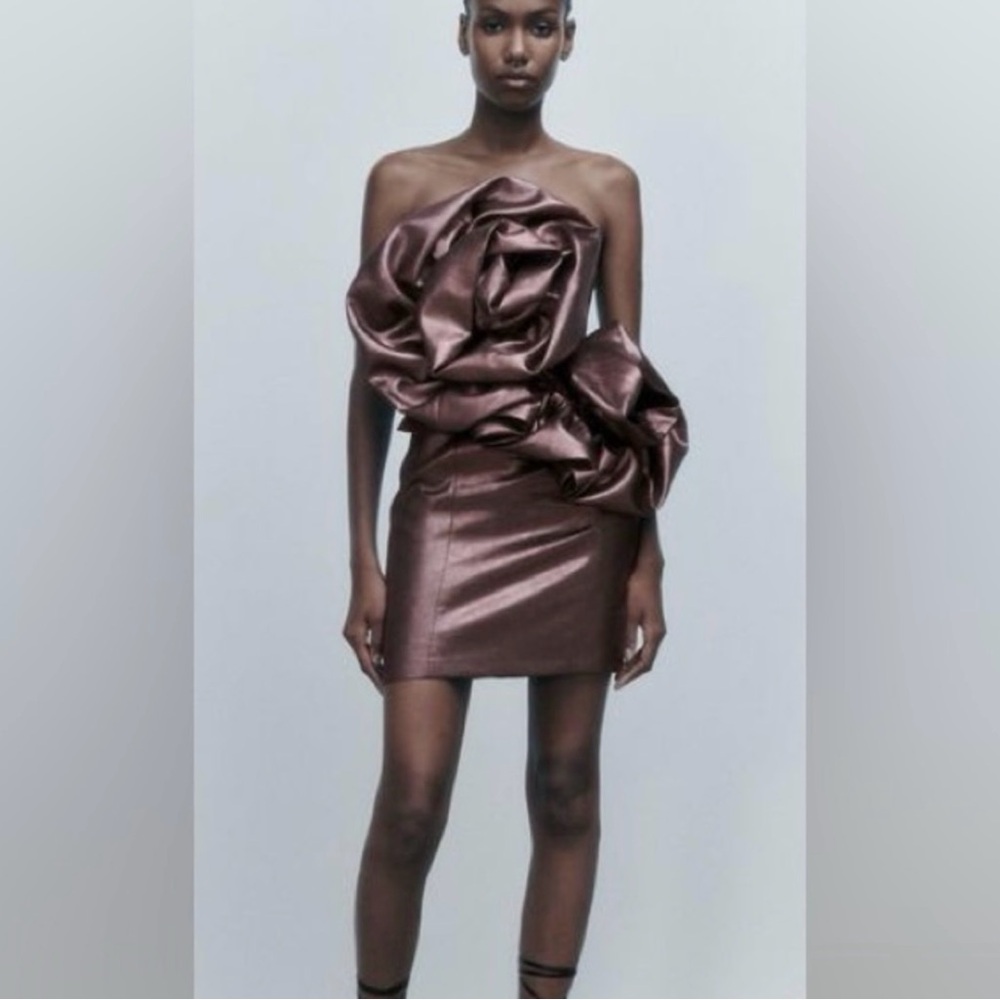 ZARA VOLUMINOUS ROSES FLOWER DRESS